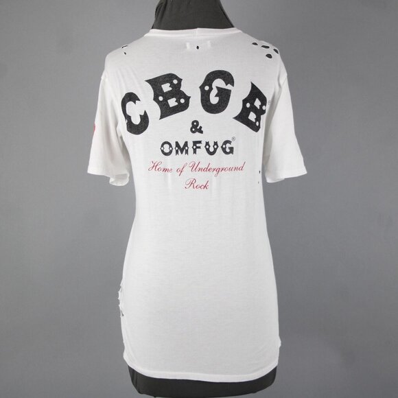 Lauren Moshi Sz M White Black Red CBGB Home Of Underground Rock 100% Cotton Top - Picture 10 of 16